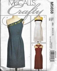 5658 1 SHOULDER,EGYPTIAN COLLAR,STRAPPY DRESS PATTERN 6-12